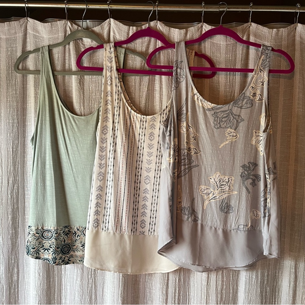 Maurices Women's Tank Tops in Green, Cream, and Gray
